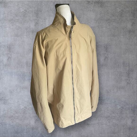 Timberland Khaki Tan Logo Fall Lightweight CASUAL Twill JACKET Mens XL - Picture 4 of 11
